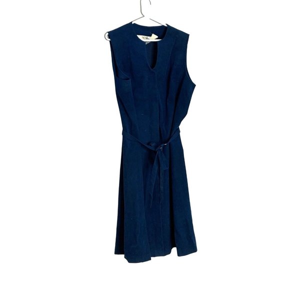 Herbert LEvy Womens Size 18.5 Skinner Ultra Suede Fabric Dress Midi Belted VNeck - Picture 1 of 4